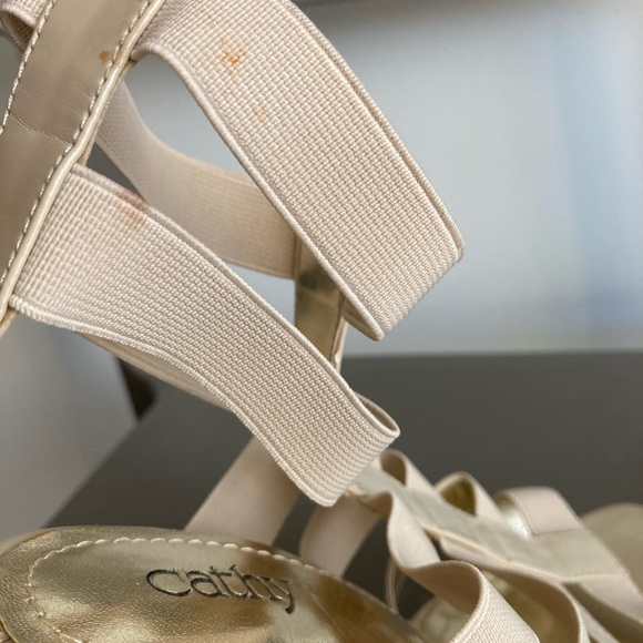 CATHY Beige material heels - Picture 7 of 8
